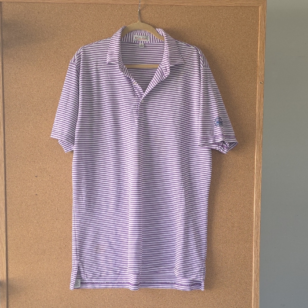 Peter Millar Summer Comfort Polo Shirt L Purple Stripe Winston Golf Club